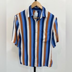 Sandro Paris Striped Button Up Shirt Short Sleeve Viscose XS